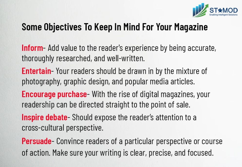 Magazine layout objectives
